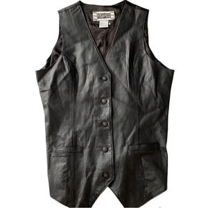 Otello Pelle vintage leather vest Black. Men’s size XL 100% genuine leather